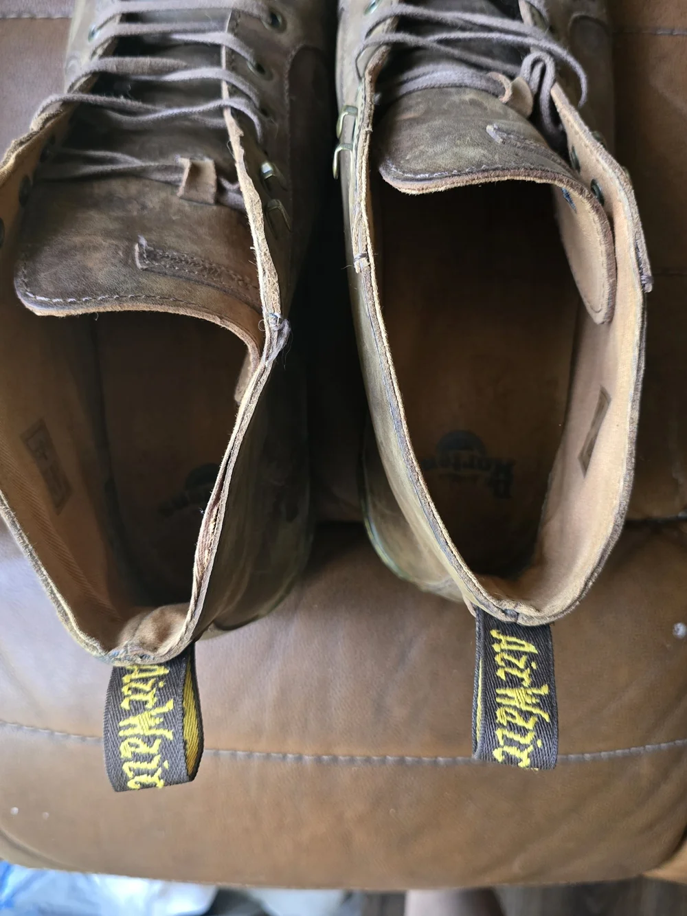 Dr. Martens Brown Leather Chukka Boots with Yellow Stitching